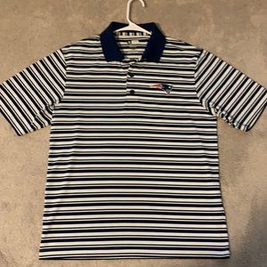 Patriots M Golf Polo Blue White stripe NFL team